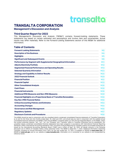 Thumbnail TransAlta Quarterly Report 2022-q3