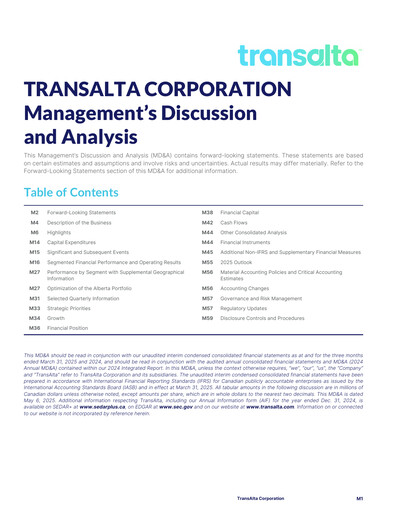 Thumbnail TransAlta Quarterly Report 2025-q1