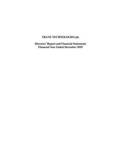 Thumbnail Trane Technologies
 Financial Statement 2019