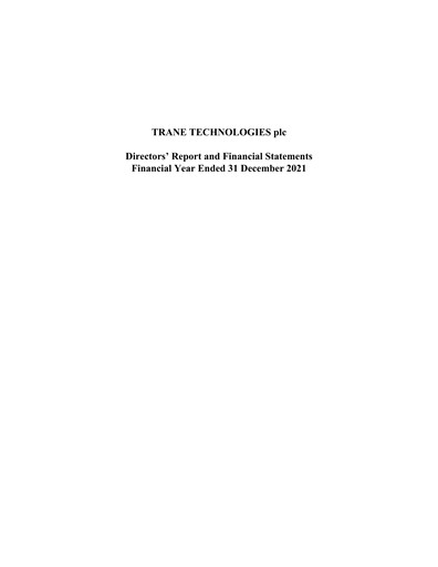 Thumbnail Trane Technologies
 Financial Statement 2021