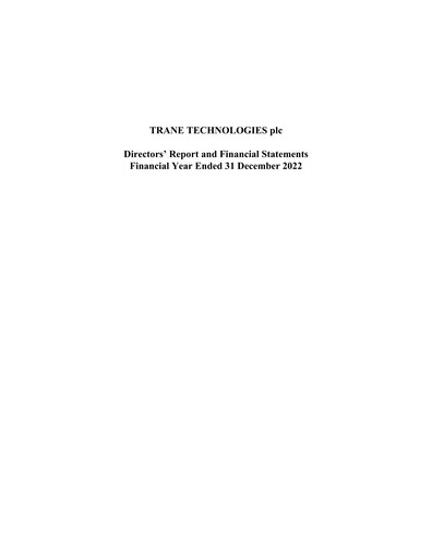 Thumbnail Trane Technologies
 Financial Statement 2022