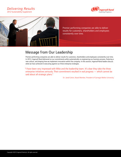 Thumbnail Trane Technologies
 Sustainability Report 2012