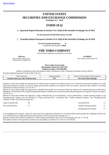 Thumbnail The Toro Company
 Quarterly Report 2021-q1