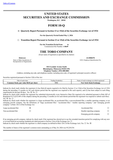 Thumbnail The Toro Company
 Quarterly Report 2026-q2
