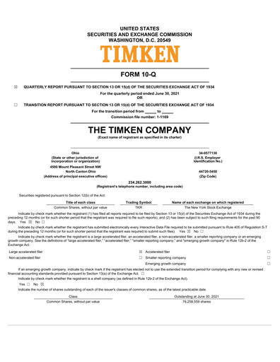 Thumbnail Timken Company
 Quarterly Report 2021-q2