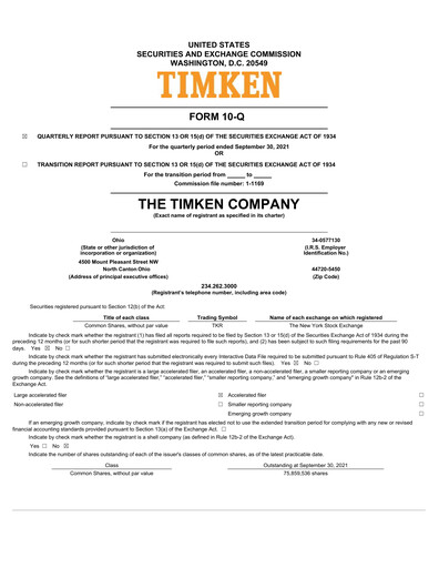 Thumbnail Timken Company
 Quarterly Report 2021-q3