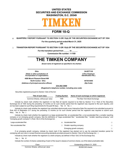 Thumbnail Timken Company
 Quarterly Report 2025-q1