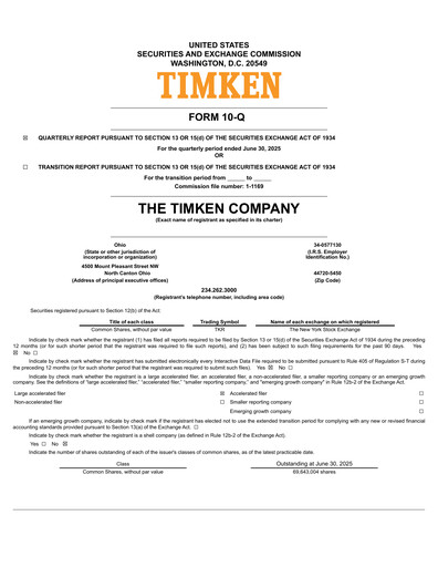 Thumbnail Timken Company
 Quarterly Report 2025-q2