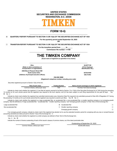 Thumbnail Timken Company
 Quarterly Report 2025-q3