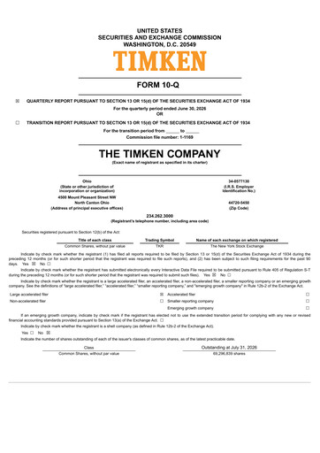 Thumbnail Timken Company
 Quarterly Report 2026-q2