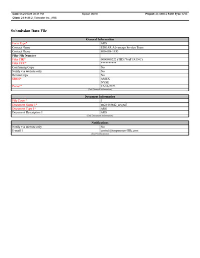 Thumbnail Tidewater Annual Report 2023