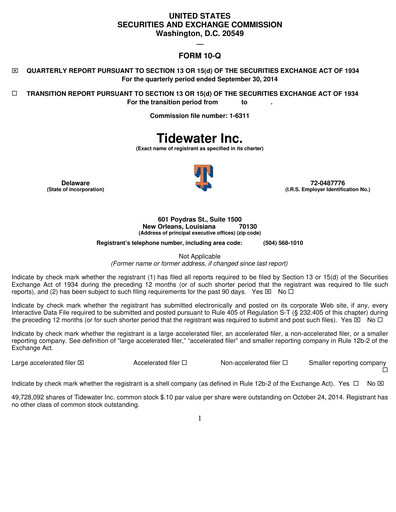Thumbnail Tidewater Quarterly Report 2014-q3