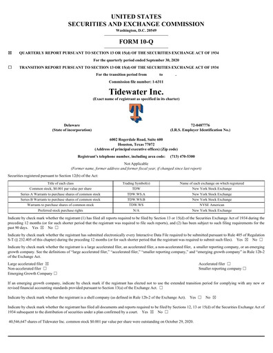 Thumbnail Tidewater Quarterly Report 2020-q3