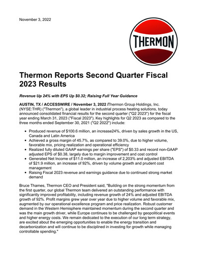 Thumbnail Thermon Group Quarterly Report 2023-q2