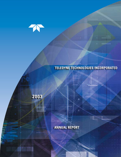 Thumbnail Teledyne Technologies Annual Report 2003