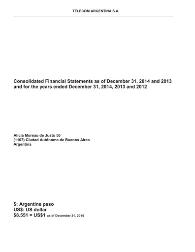 Thumbnail Telecom Argentina
 Financial Statement 2014