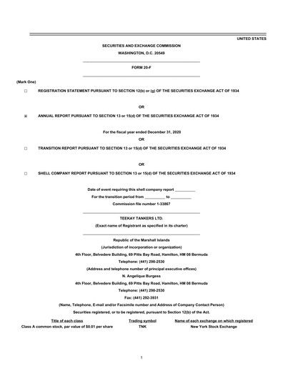 Thumbnail Teekay Tankers Annual Report 2020