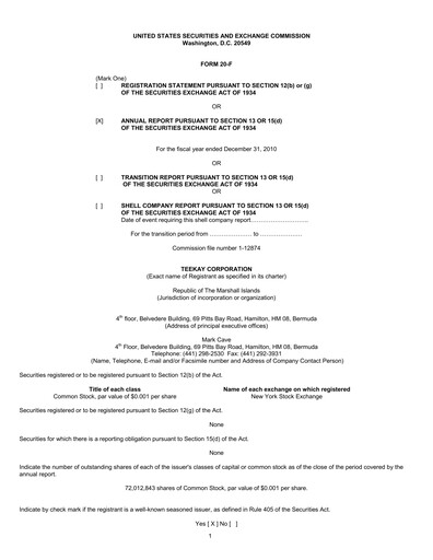 Thumbnail Teekay Annual Report 2010