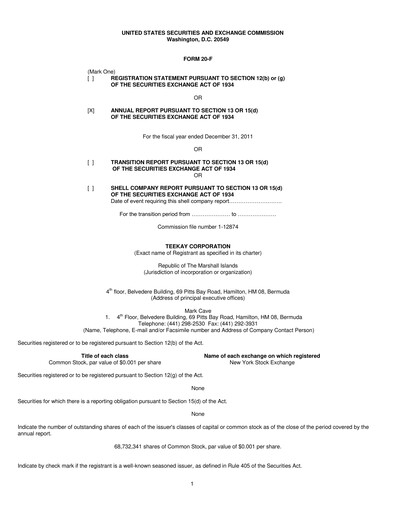 Thumbnail Teekay Annual Report 2011