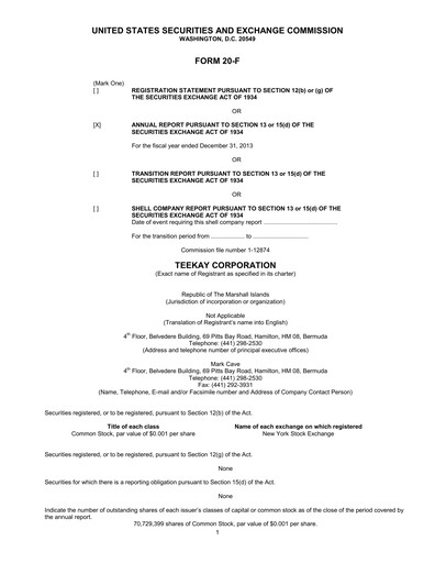 Thumbnail Teekay Annual Report 2013