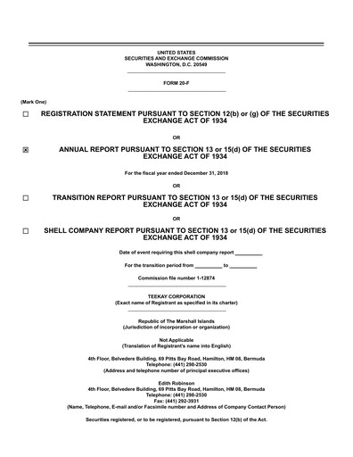 Thumbnail Teekay Annual Report 2018