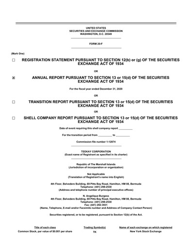 Thumbnail Teekay Annual Report 2020