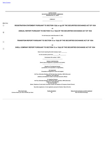 Thumbnail Teekay Annual Report 2022
