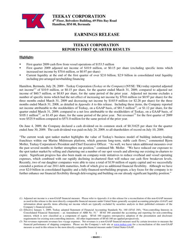 Thumbnail Teekay Quarterly Report 2009-q1