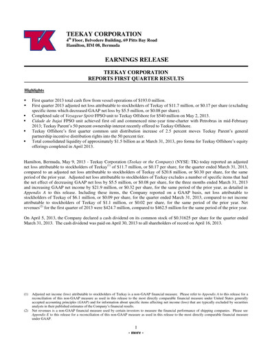Thumbnail Teekay Quarterly Report 2013-q1