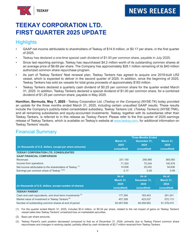 Vorschaubild Teekay Quartalsbericht 2025-q1