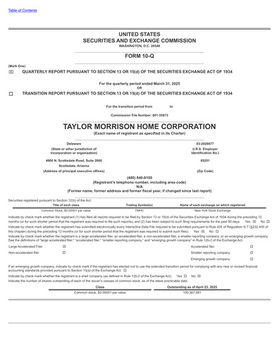 Thumbnail Taylor Morrison
 Quarterly Report 2025-q1