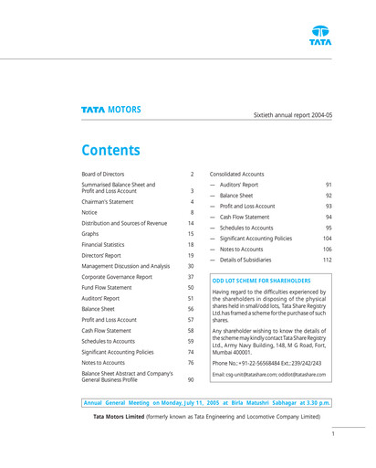 Vorschaubild Tata Motors Jahresbericht 2004-2005