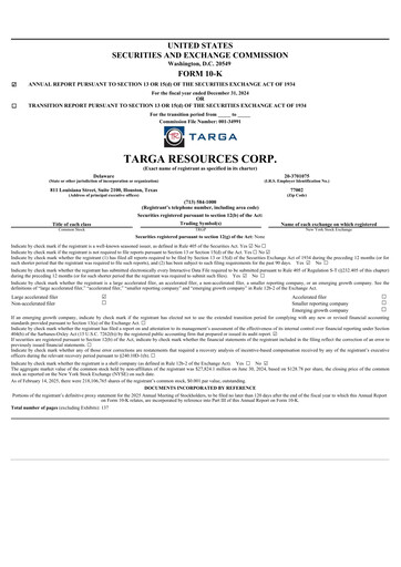 Thumbnail Targa Resources
 Annual Report 2024
