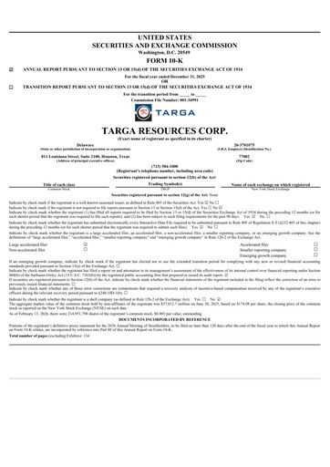 Vorschaubild Targa Resources
 Jahresbericht 2025