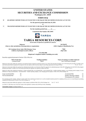 Thumbnail Targa Resources
 Quarterly Report 2026-q2