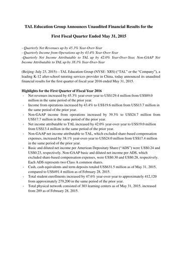 Thumbnail TAL Education Group Quarterly Report 2016-q1