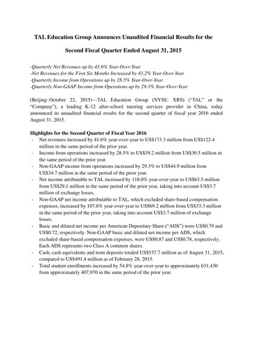Thumbnail TAL Education Group Quarterly Report 2016-q2