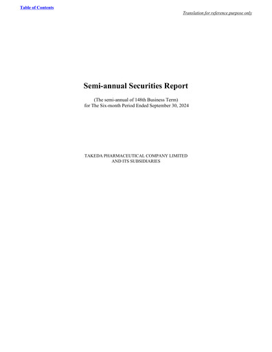 Thumbnail Takeda Pharmaceutical Half-year Report 2024-h1