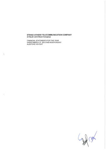 Thumbnail GO (Etihad Atheeb Telecommunication Company) Financial Statement 2012
