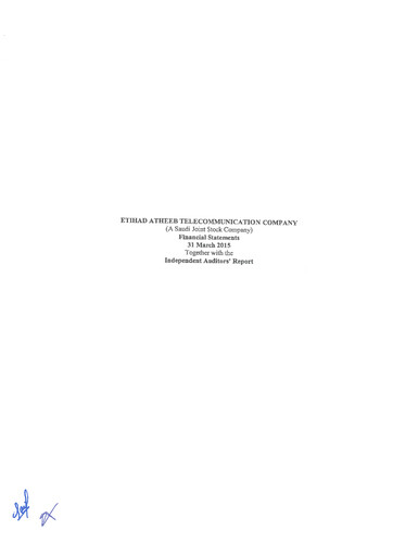 Thumbnail GO (Etihad Atheeb Telecommunication Company) Financial Statement 2014