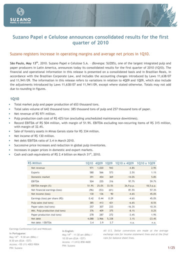 Miniature Suzano Rapport trimestriel 2010-q1