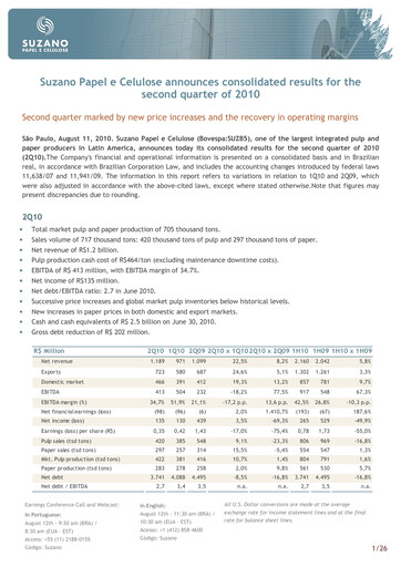 Miniature Suzano Rapport trimestriel 2010-q2