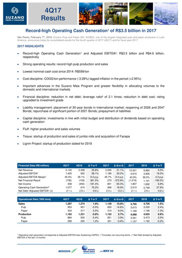 Miniature Suzano Rapport trimestriel 2017-q4