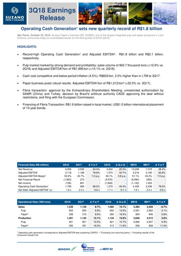 Miniature Suzano Rapport trimestriel 2018-q3