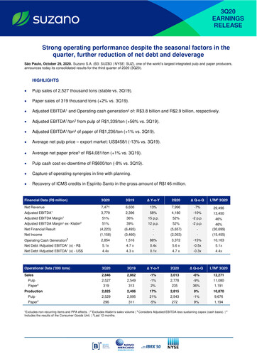 Miniature Suzano Rapport trimestriel 2020-q3