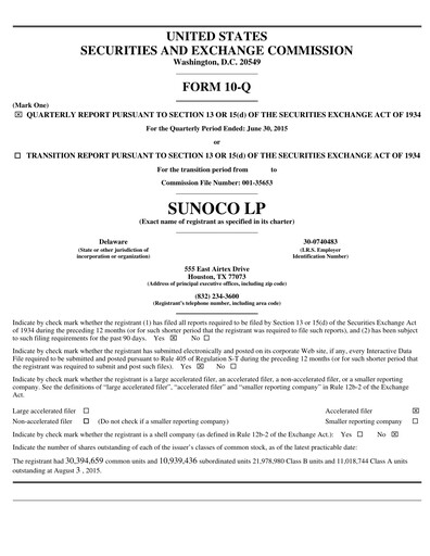 Thumbnail Sunoco Quarterly Report 2015-q2