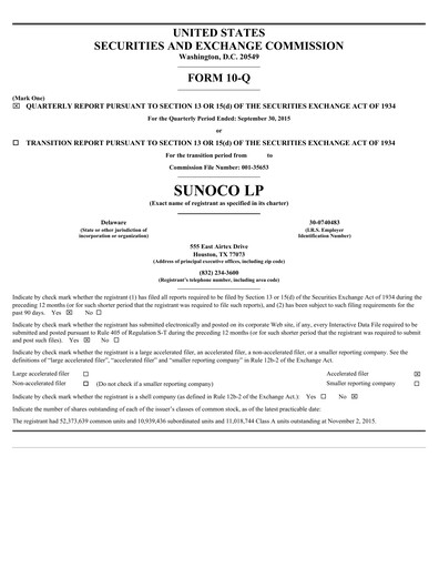 Thumbnail Sunoco Quarterly Report 2015-q3