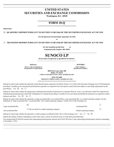 Thumbnail Sunoco Quarterly Report 2016-q3