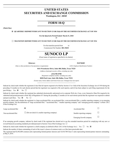 Thumbnail Sunoco Quarterly Report 2018-q1