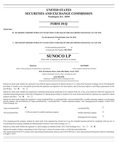 Thumbnail Sunoco Quarterly Report 2018-q2